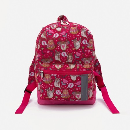 Baby backpack with zipper, external pocket, reflective strip, pink color-2