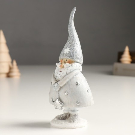 Polystone souvenir "Santa Claus in a silver outfit, with an asterisk" 5x6.5x15.5 cm-3