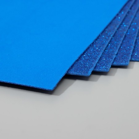 A set of glitter foamiran (5 sheets) 2 mm, 20x30 cm, blue-2