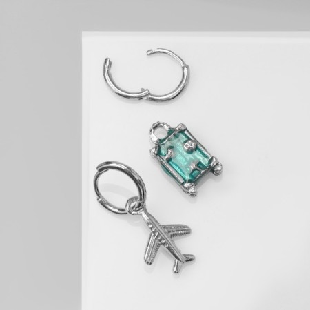 Emall Emall "keychain" plane and suitcase, blue color in silver-1