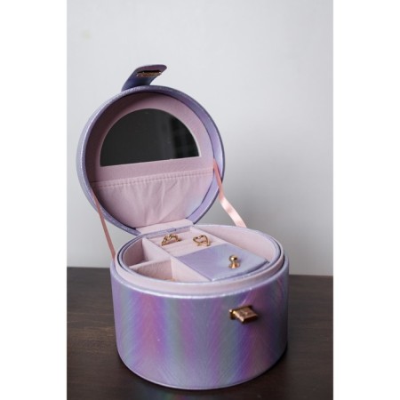 Casket to the leatherette for jewelry round "Lilac overflows" 12x17.5x17 cm-7