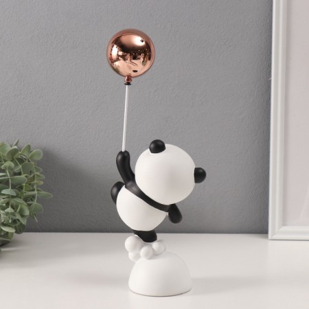 Polystone souvenir "Panda takes the golden ball" Black and white 7.5x14x31 cm-2