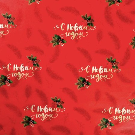 Paper packing glossy bilateral "New Year's branches", 70 x 100 cm, New Year-2