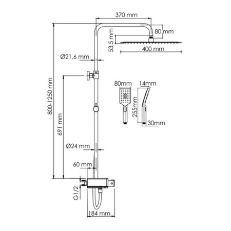 The shower system wasserkraft a113.119.126.ch thermo, tropical shower, thermostat, chrome-2