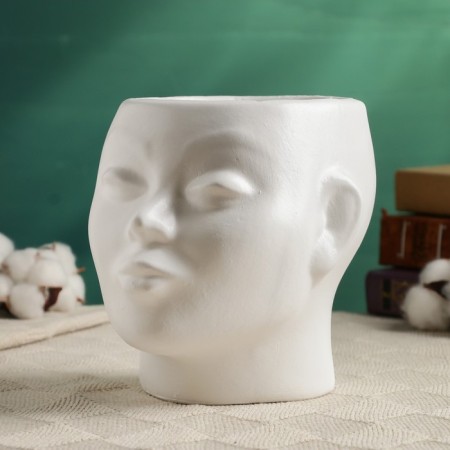 Figure pot "Girl's head" white, 16x14x16cm-2
