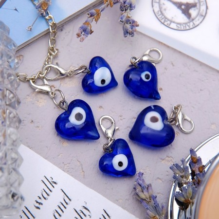 Charm "amulet" an eye in the heart, blue color in silver-1
