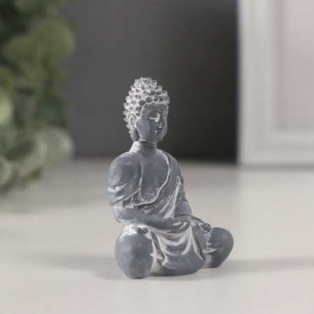 Polystone souvenir "Buddha in the lotus position" Gray 2.5x4x6 cm-1