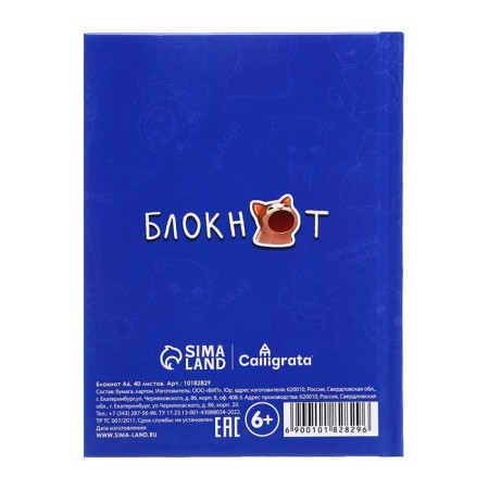 Notepad A6, 40 sheets in the cage "Bultik", hard cover, glossy lamination, offset block-4