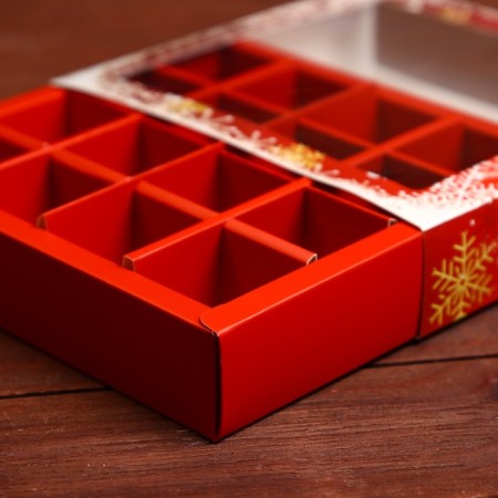 Box for sweets 16 pcs, 17.7 x 17.7 x 3.8 cm "New Year's mood"-9