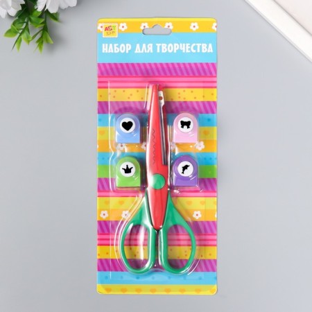 Set for scrapbooking "Small wave" Figure scissors 15.5 cm+4 holes d = 1.2 cm 10x23 cm 941158-1