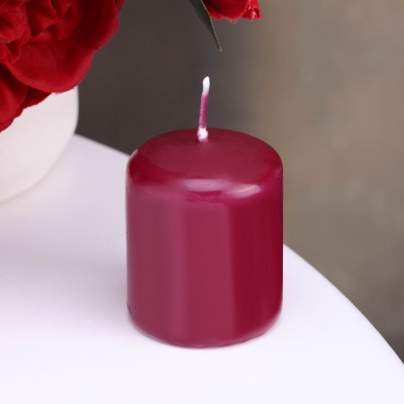 Candle - cylinder, 4x5cm, 7 hours, 47 g, burgundy-1
