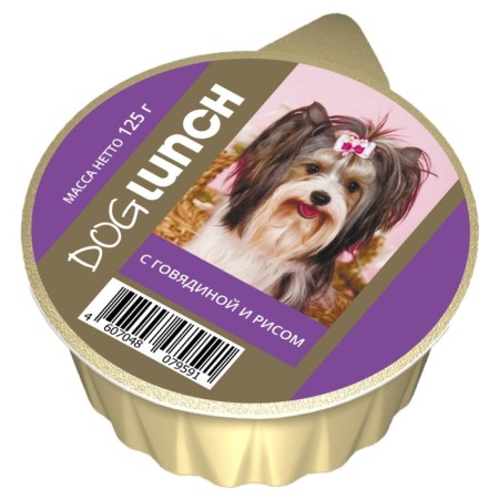 Wet Dog Lunch food for dogs, cream-sufle with beef and rice, 125 g