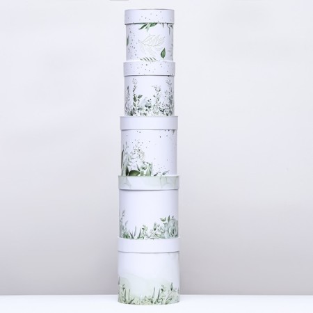 Set of round boxes 5 in 1 "Simple tenderness", 19.5 x 19.5 - 14 x 14 cm-2