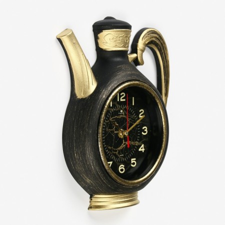 Wall -wall clocks for the kitchen "Teaker", silent, 26.5 x 24 cm, black with gold, aa-1