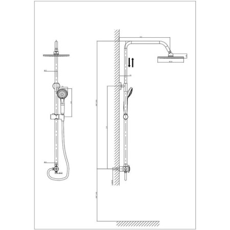 Shower system Rush Bella BL4535-116, tropical shower, hand watering can, chrome-1