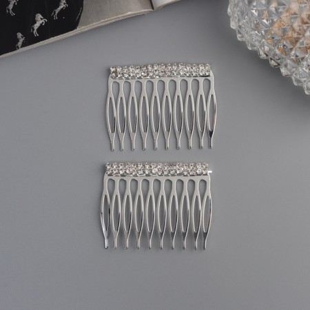 Hair crest "Medea", set 2 pcs., Classic thread, 5 × 4 cm, silver-1