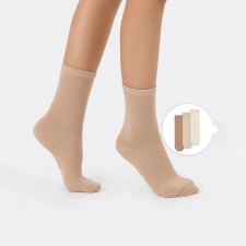 A set of children's socks (3 pairs), cream /nude /cappuccino color, size 20