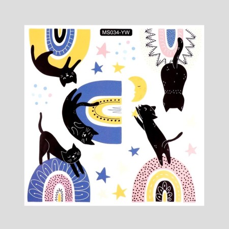 Sticker on the switch color "Black cats and rainbow" 30x30 cm-1