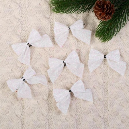 Decoration of the Christmas tree "bow" (set 12 pcs) 5.5x5 cm, white