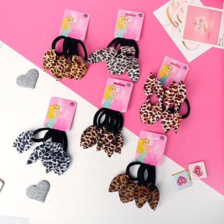 Hair gum "Funny ears" (set 4 pcs) Africa, 4 cm, mix-2