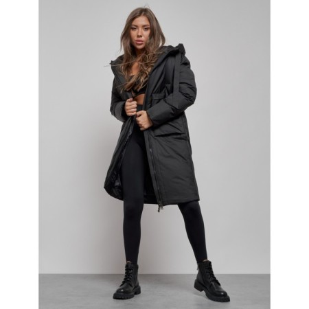 Coat insulated winter female, size 44, black color-12