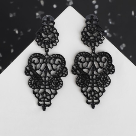 Earrings Metal "chandeliers" Monelia, black color-3