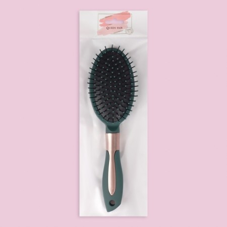 The comb massage, rubberized handle, 7 × 25 cm, green/golden color-4