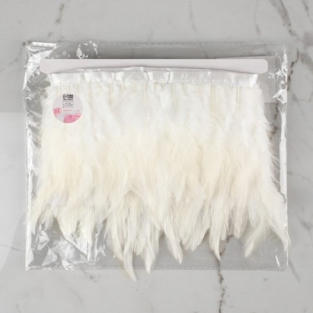 Braid with feathers of a rooster, 10-15 cm, 5 ± 0.5 m, white color-5