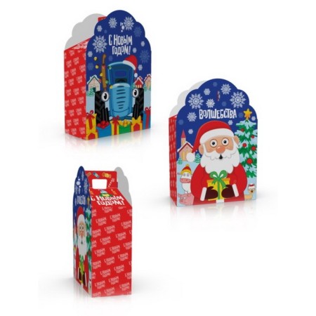 Folding box “Happy New Year! Blue Tractor ”, New Year, size 17 × 25 × 7.9 cm.-5