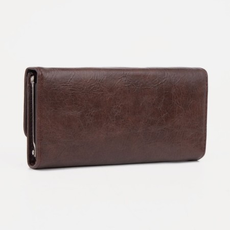 Women's wallet on the button, brown color-1