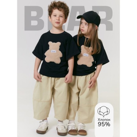 Children's T -shirt Amarobaby Bear, height 98 cm, black color-1