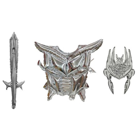 Set of ball-toe foil "knight", helmet, vest, sword, silver