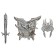 Set of ball-toe foil "knight", helmet, vest, sword, silver