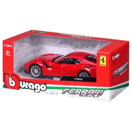 Racing machine BBURAGO Ferrari F12TDF, DIE-CAST, 1:24, Red color, opening doors-11