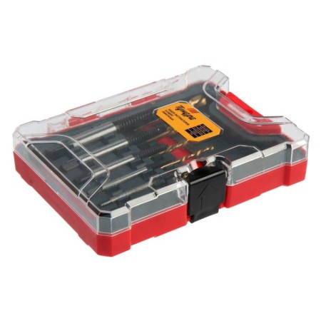 A set of extractors and tundra drills, left thread, 45 steel M1-M5, D = 2.4-8 mm HSS, TIN-4