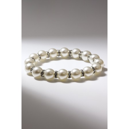Bracelet Pearl "Bride" with rhinestones, ball No. 12, milk color, d = 5.5 cm-1