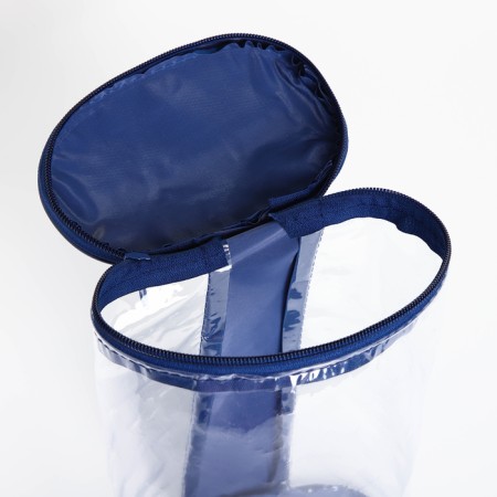 Cosmetic bag with a handle, blue color-2