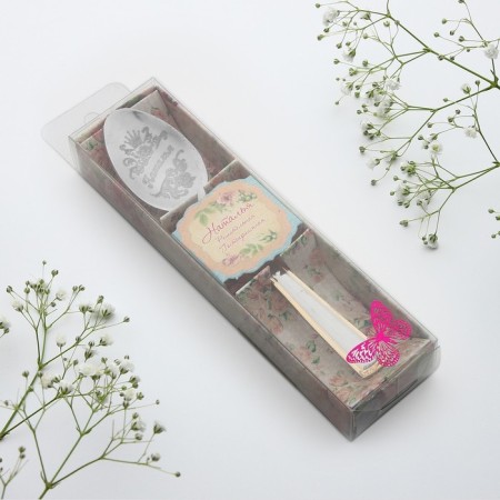 A teaspoon spoon with an engraving "Natalia", in a gift box, 3 x 15 cm.-6