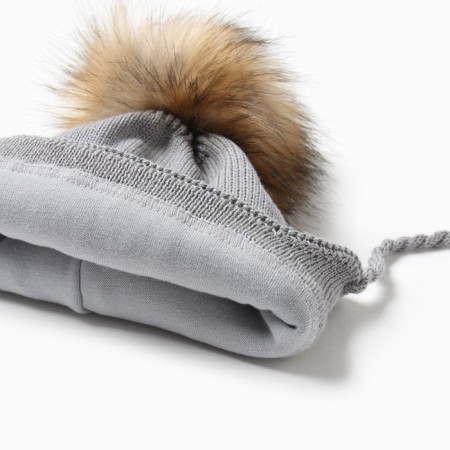 Children's hat with insulation, rn 35-40, gray color-1