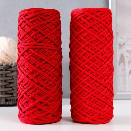 Knitting cord 100% polyester, width 3 mm 100m (red)-4