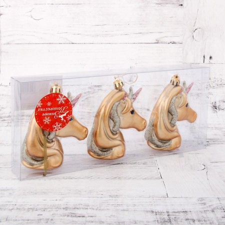 Jewelry decoration "Unicorn" (set of 3 pcs) 10x7 cm, gold-1