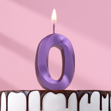 Candle in the Cake "Fine", number "0", purple metallic, 6.5 cm