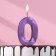 Candle in the Cake "Fine", number "0", purple metallic, 6.5 cm