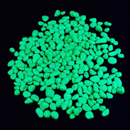 Decorative, fluorescent, green pebbles, 800 g, FR 8-12 mm