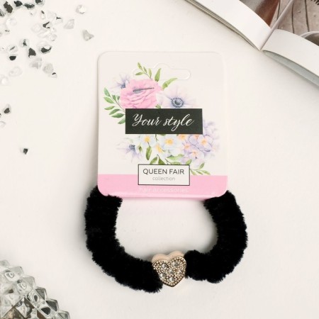 Hair gum "Brilliant fairy tale" heart, 7 cm, black