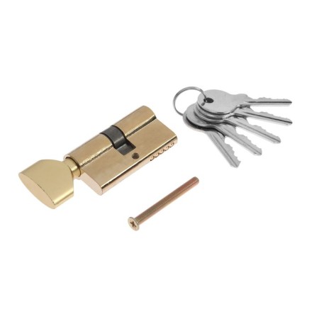 Cylinder mechanism, 60 mm, with a turntable, English key, 5 keys, color gold