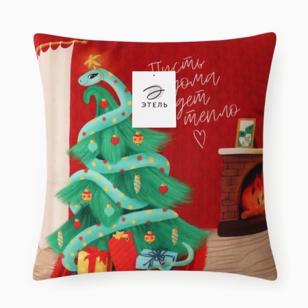 Ethel pillow "Let it be warm at home" 40x40 cm, 100% p/e, velor-4