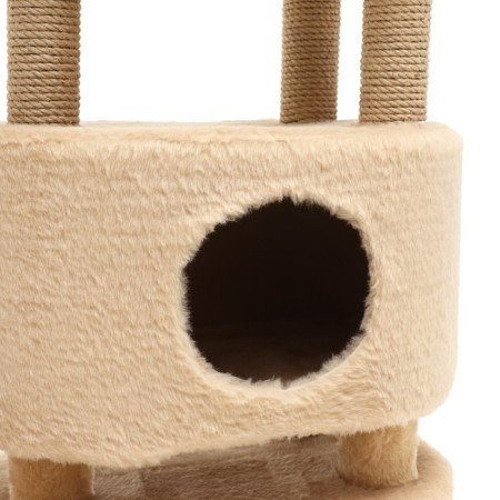House for cats with a clawe, oval with a site, jute, 80 x33 x 91 cm Mix flowers-4