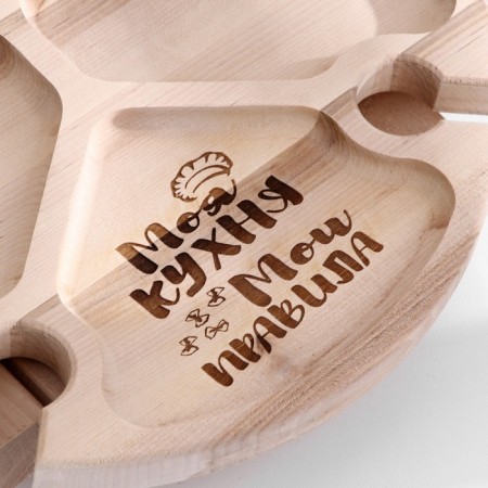 Table - tray with a menage and folding legs "My kitchen -Moi Rules" d = 30x2.8 cm, birch-4