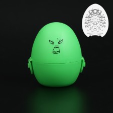 Masturbator EGG OKI-hips, embossed, in a case for storage, green